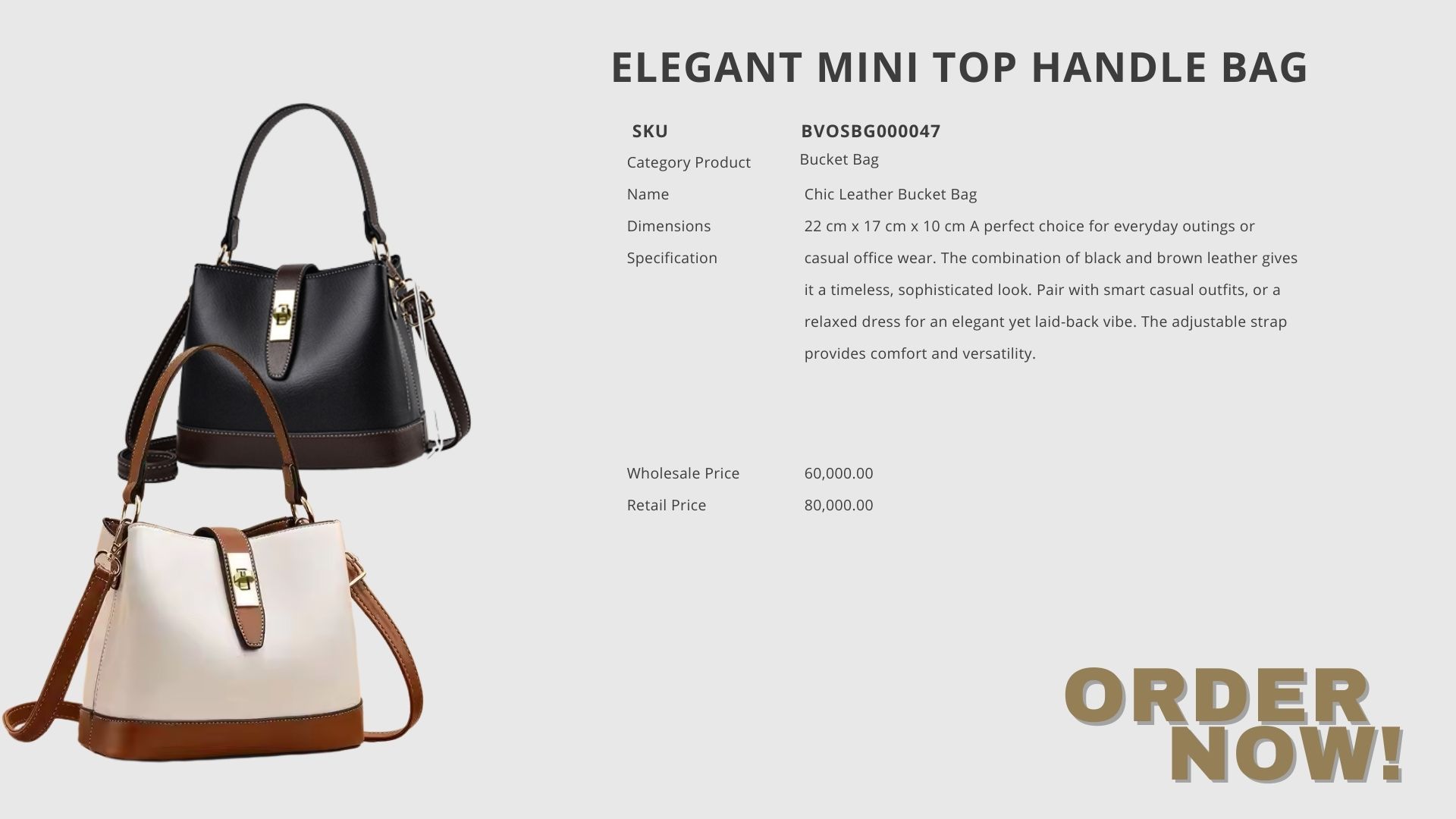 Chic Leather Bucket Bag