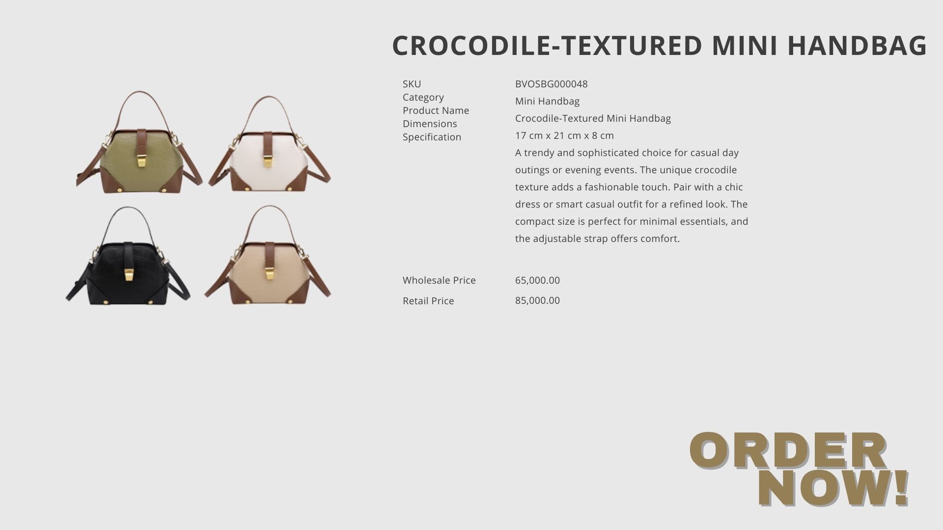 Crocodile-Textured Mini Handbag