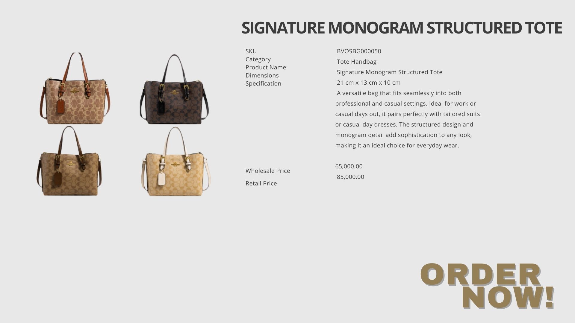 Signature Monogram Structured Tote